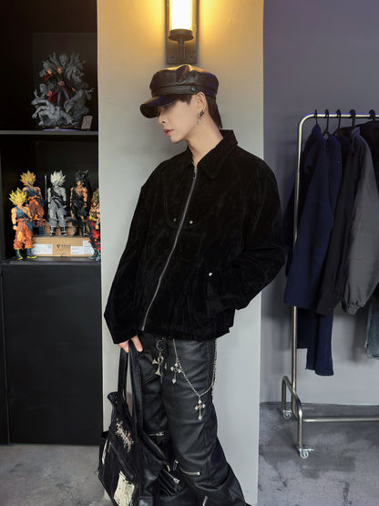 Suede Zipper Short Jacket WN22948