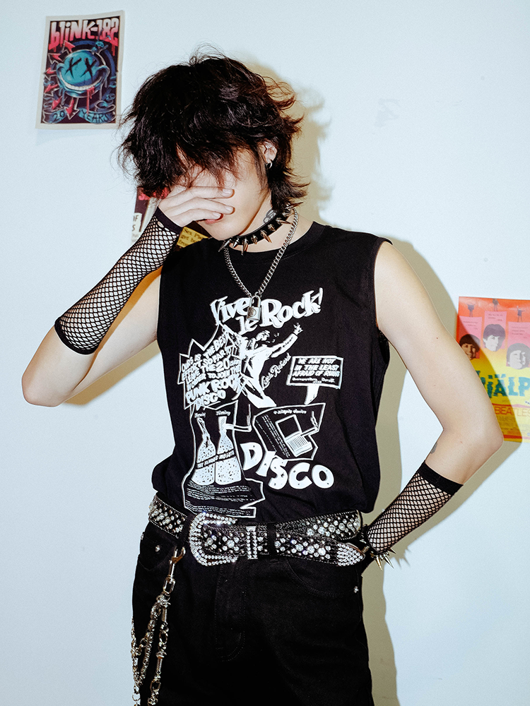 Graphic Print Sleeveless T-Shirt WN16066