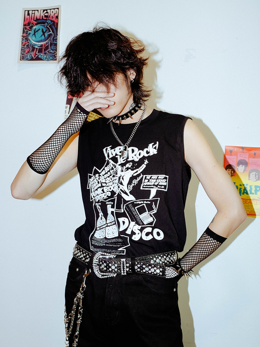 Graphic Print Sleeveless T-Shirt WN16066