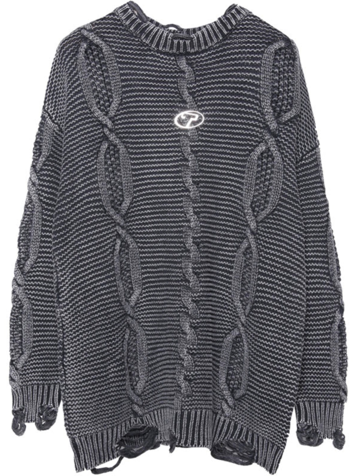 Damage Cable Oversize Knit Sweater WN22430