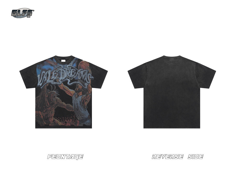 Washed Graffiti Art Short Sleeve T-Shirt WN26539