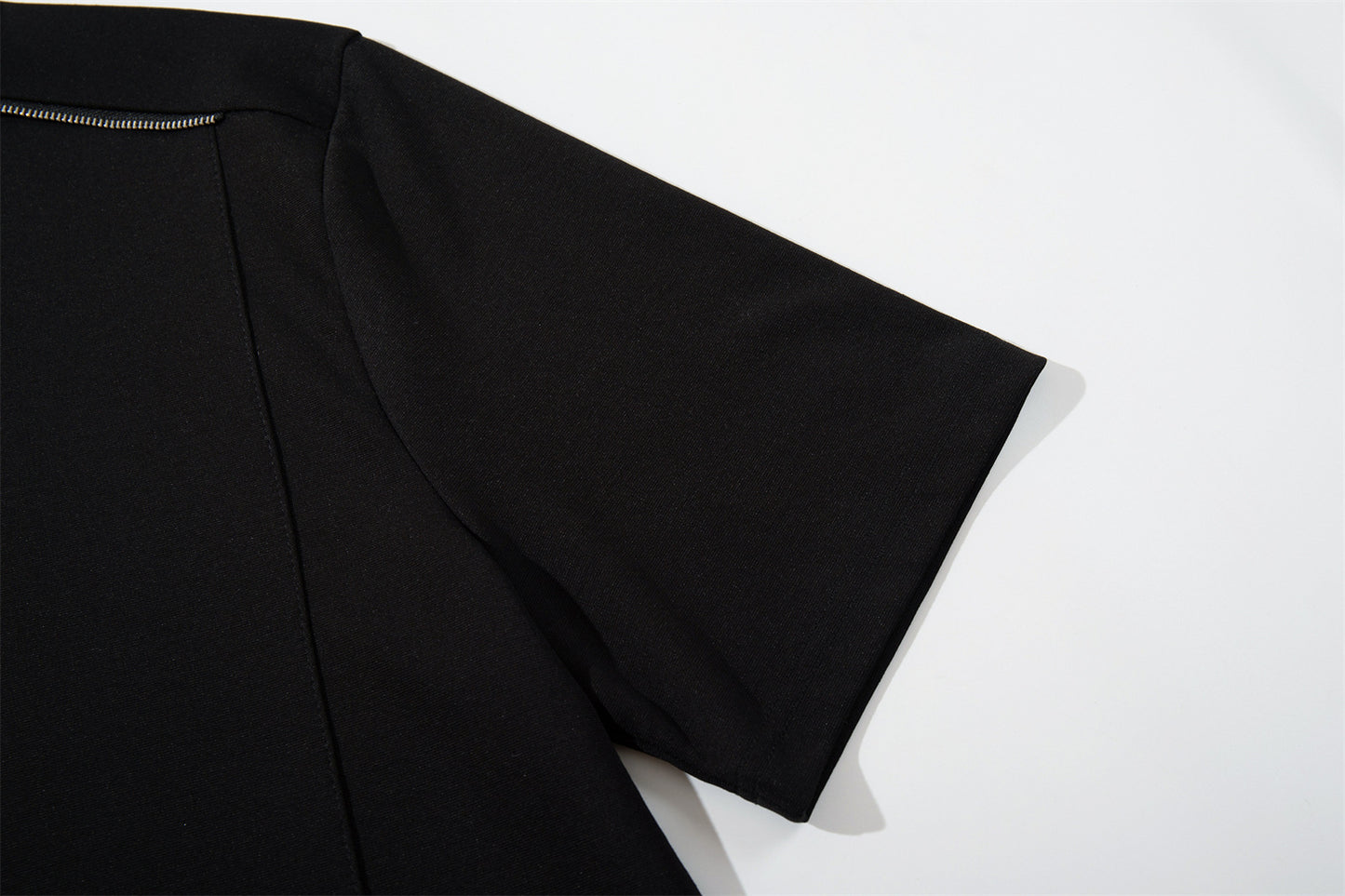 Zipper Design Heavyweight Short Sleeve T-Shirt WN26854