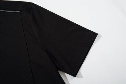 Zipper Design Heavyweight Short Sleeve T-Shirt WN26854