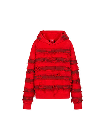 Mix Fringe Denim Hoodie WN20996