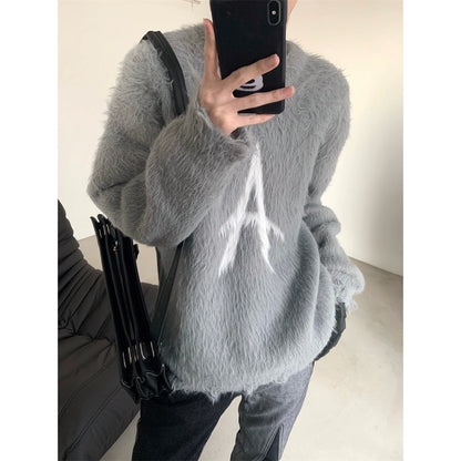 Back Design Round Neck Fur Knit Sweater WN9126