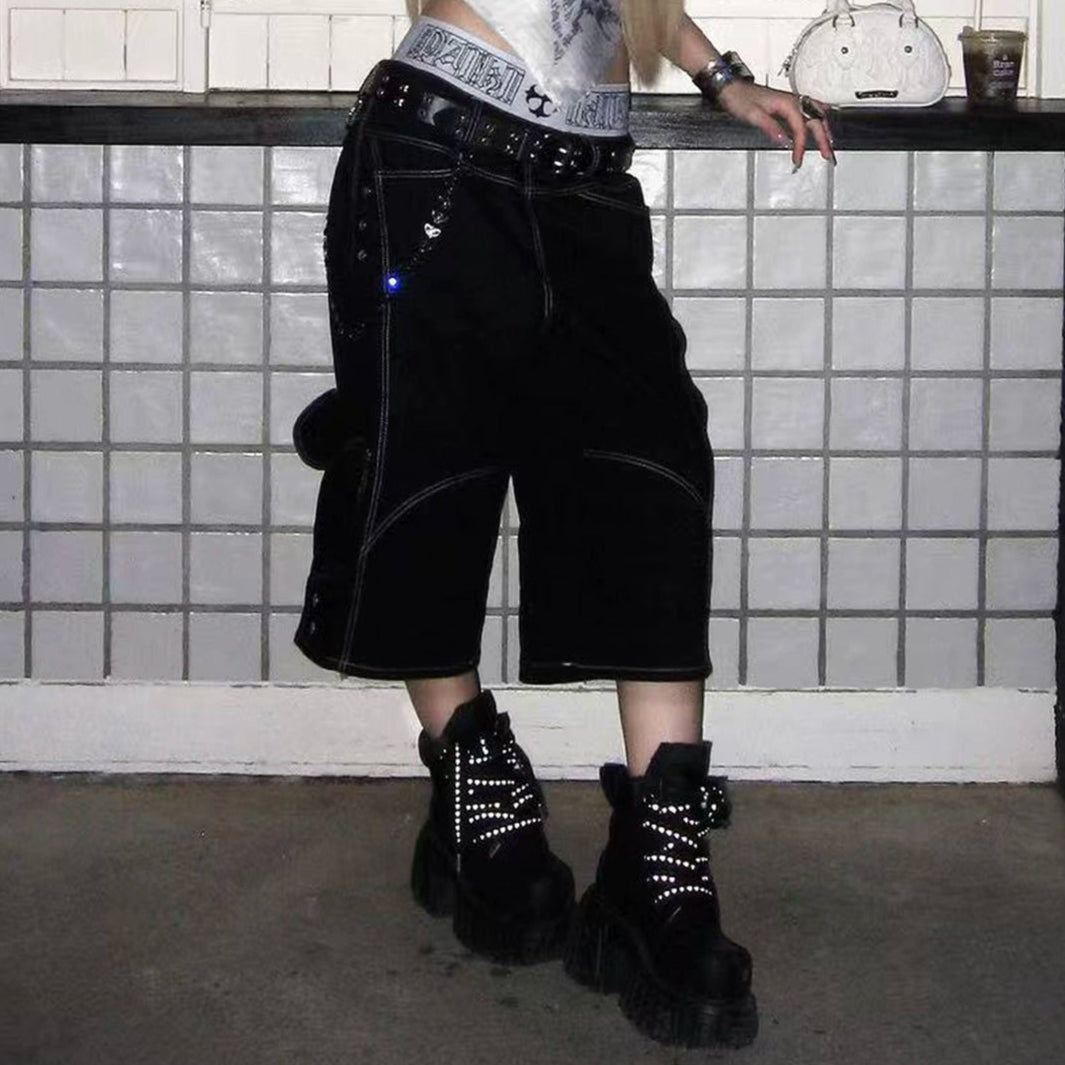 Deconstructed Contrast Multi Pocket Half Pants WN20886