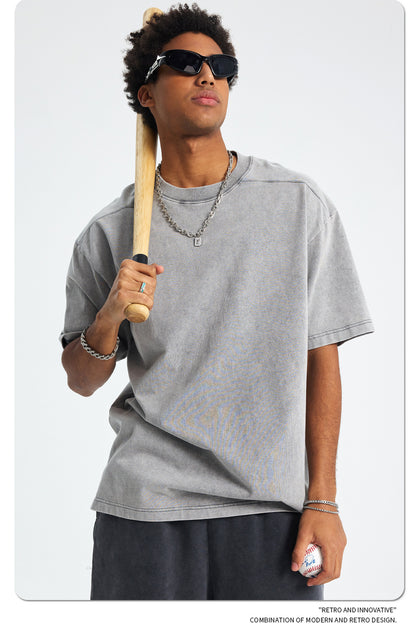 Washed Plain Oversize Short Sleeve T-Shirt WN16261