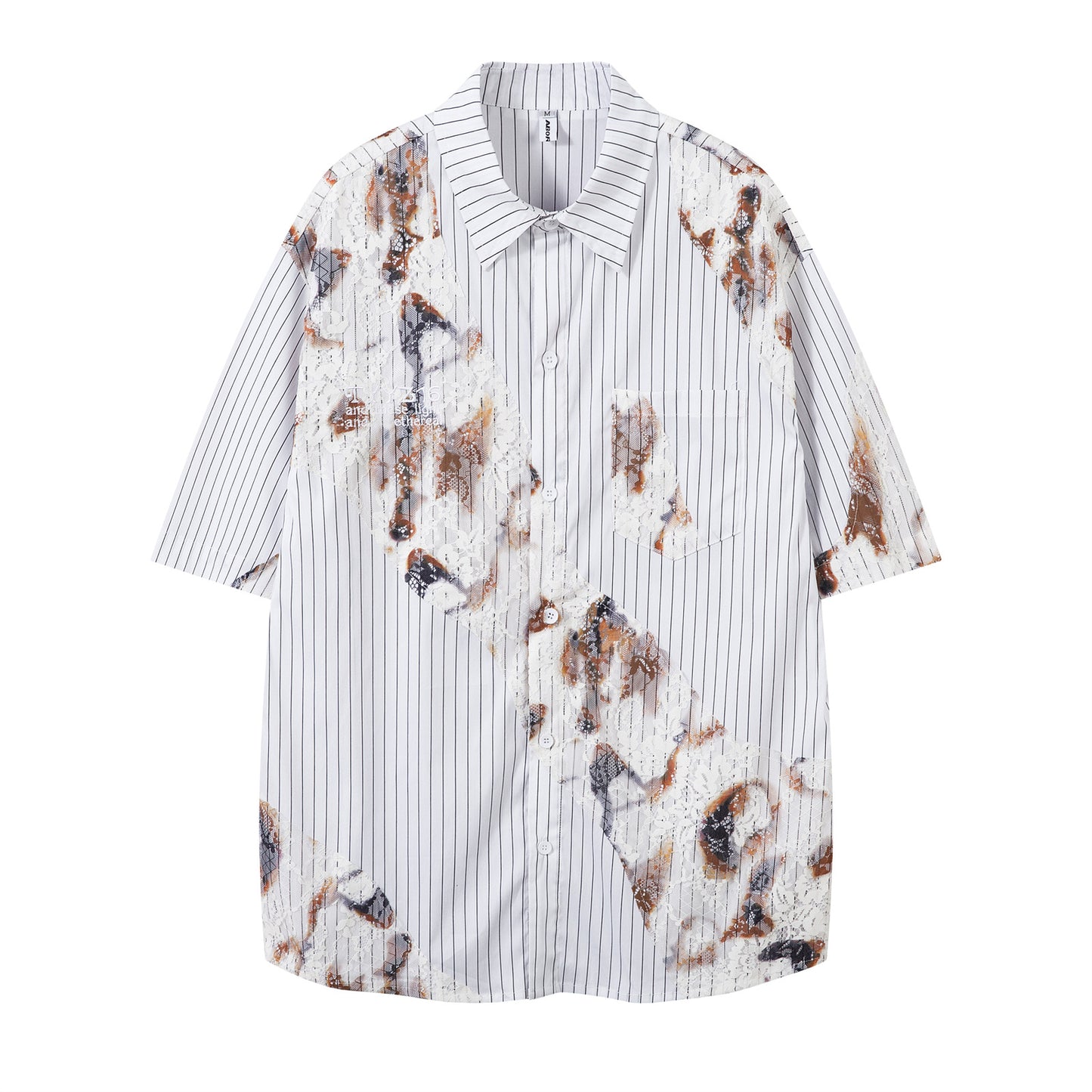 Stripe Burn Print Short Sleeve Shirt WN26793