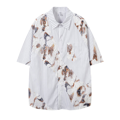 Stripe Burn Print Short Sleeve Shirt WN26793
