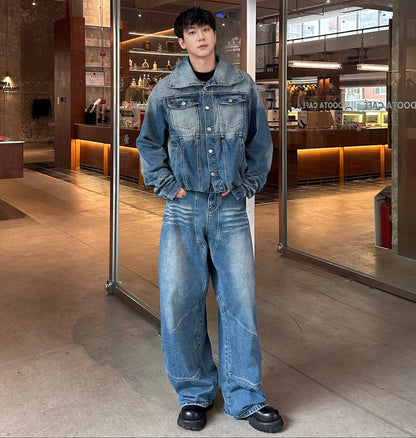 Washed Denim Jacket & Wide Leg Denim Jeans Setup WN25182