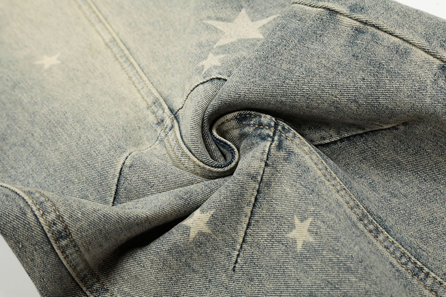 Star Print Curved Denim Jeans WN25482