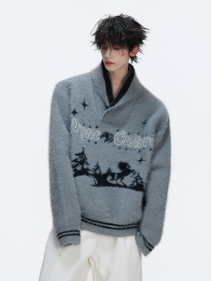 Woolen V-neck Knit Sweater WN22659