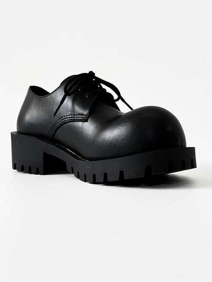 Round-Toe Upturned Thick Sole Leather Derby Shoes WN19134