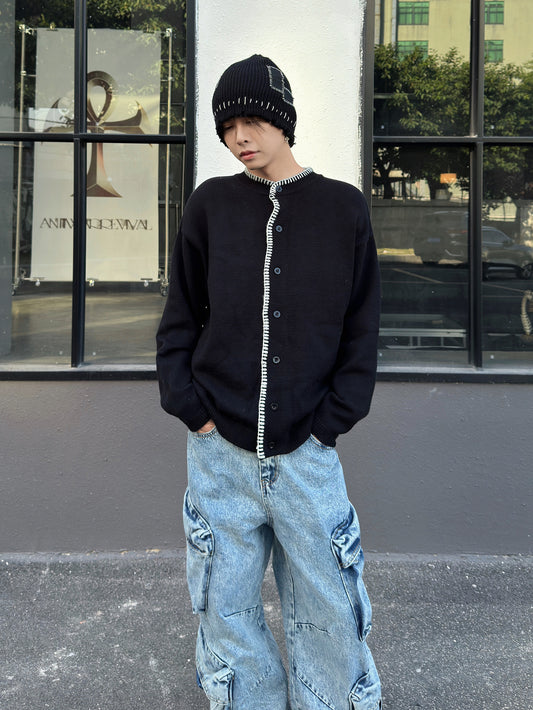 Hand Stitching Minimal Knit Cardigan WN22997