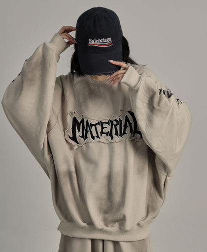 Dirty Washed Logo Print Sweatshirt WN25789
