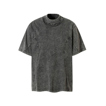 Heavy Washed Fade Stitching Short Sleeve T-Shirt WN25671
