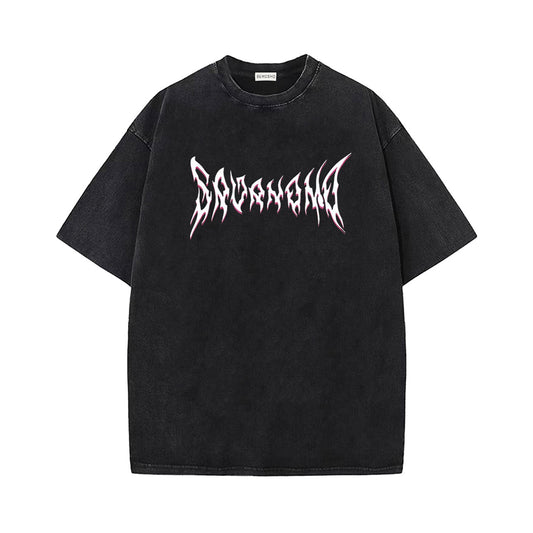 Washed Gothic Letter Short Sleeve T-Shirt WN26948