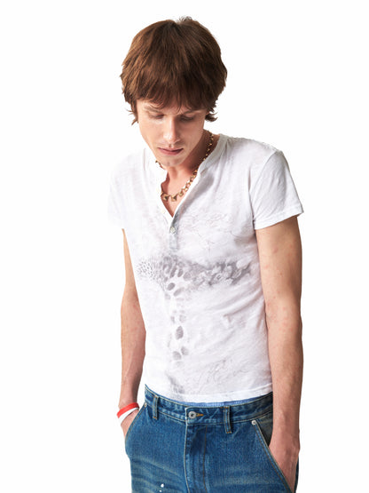 Henley Neck Graphic Print Short Sleeve T-Shirt WN27195