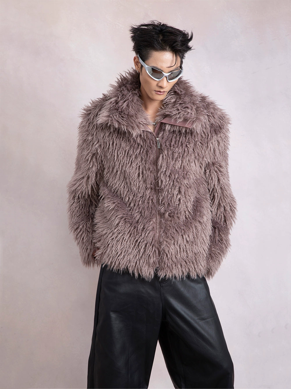 Oversize Stand Neck Fake Fur Jacket WN9281