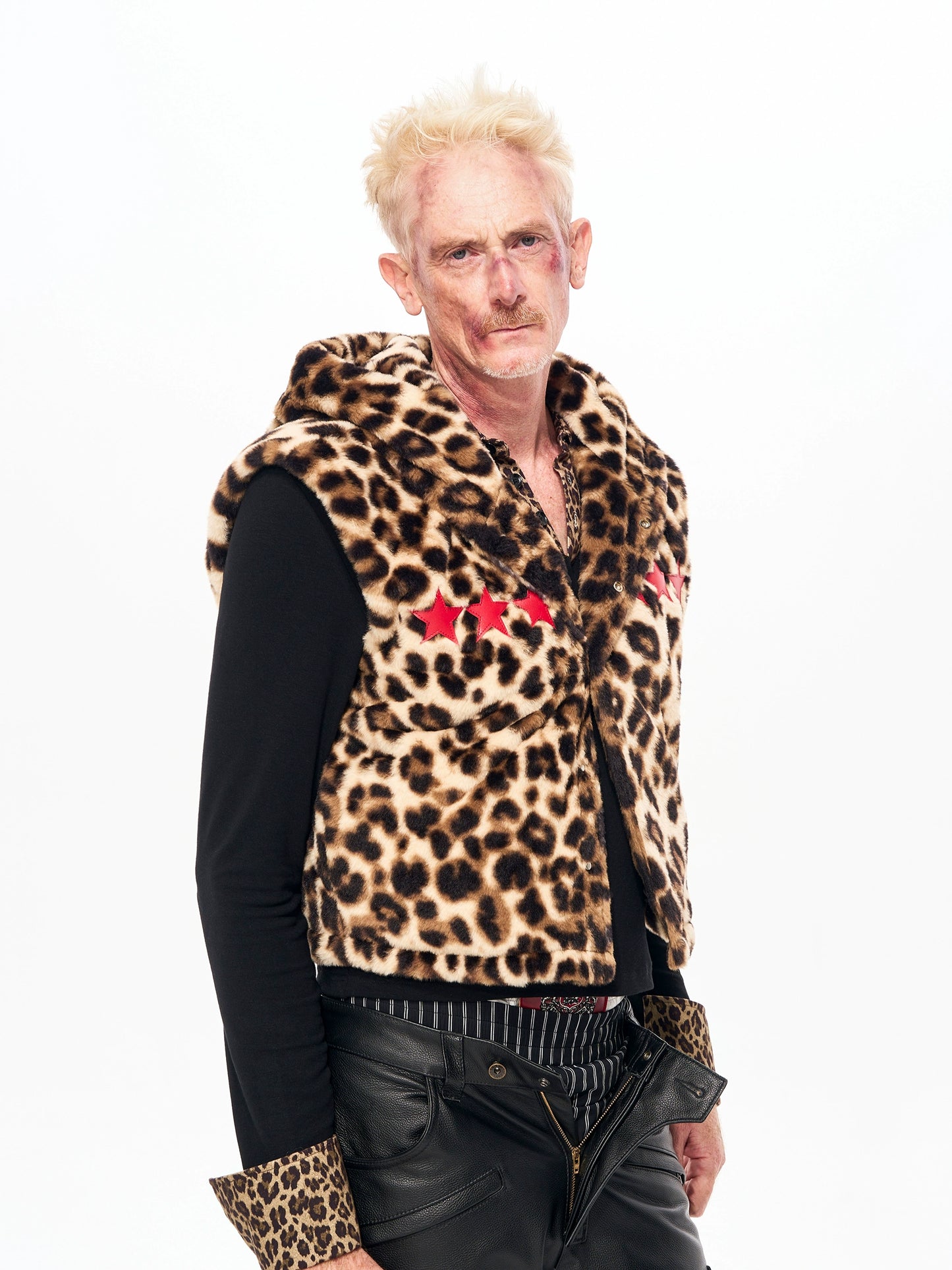 Leopard Fake Fur Hooded Vest WN22144