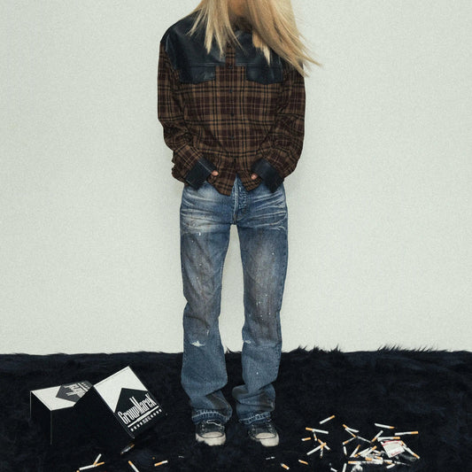 Washed Damage Flare Denim Jeans WN17209