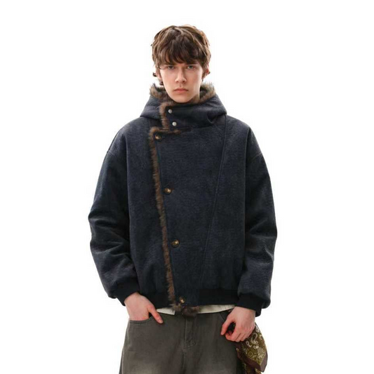 Deconstruction Fleece Lining Hooded Oversize Puffer Jacket WN27922