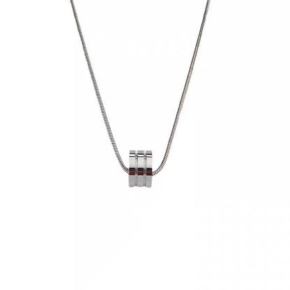 Cylinder Pendant Snake Bone Titanium Steel Necklace WN19241