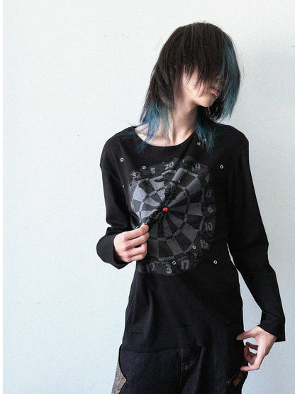 Graphic Letter Damage Long Sleeve T-shirt WN20911