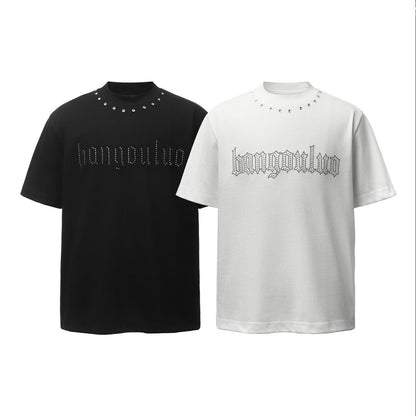 Letter Rhinestone Oversize Short Sleeve T-Shirt WN26044