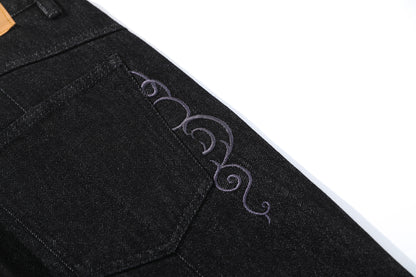 Pocket Embroidery Flare Denim Jeans WN25916