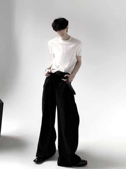High-Waist A-Line Draping Wide Leg Trousers WN15430