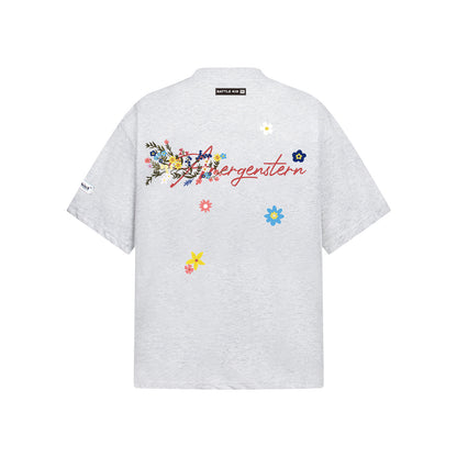 Flower Embroidery Handwritten Letter Short Sleeve T-Shirt WN26921