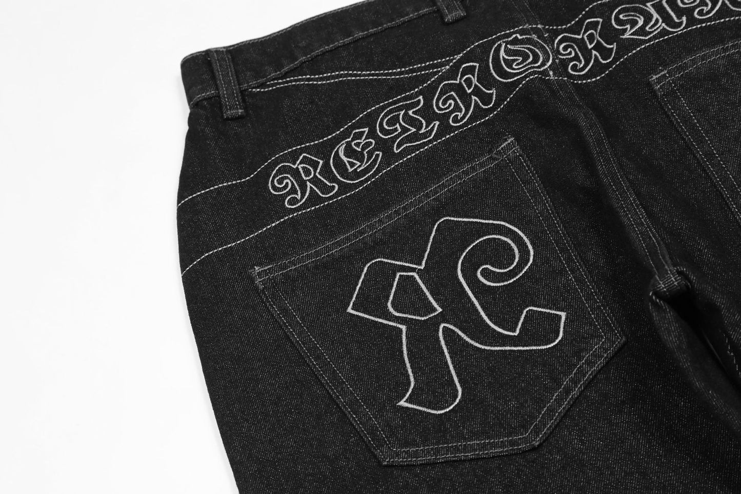 Gothic Embroidery Straight-Leg Denim Jeans WN11292