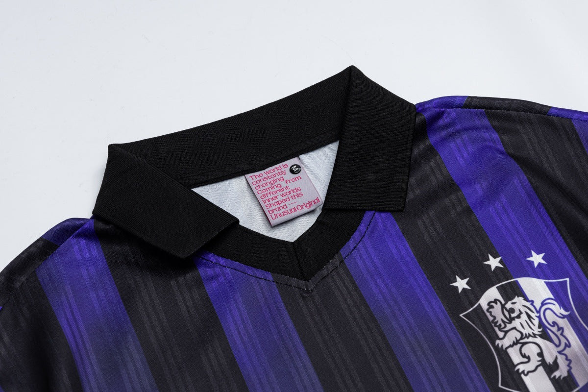 Striped Polo Collar Sporty Short Sleeve T-Shirt WN25819