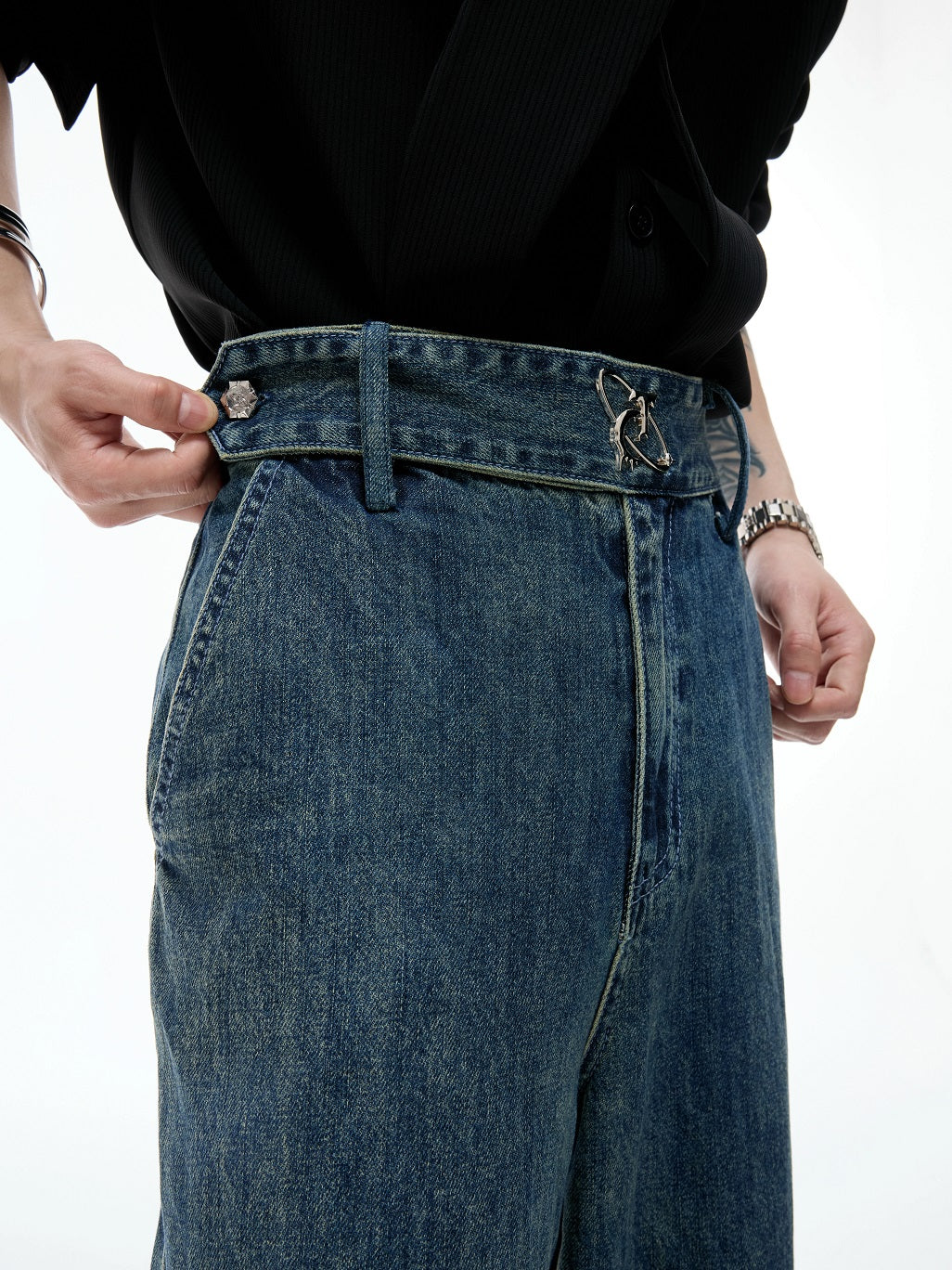 Washed Wide Leg Denim Jeans WN20539
