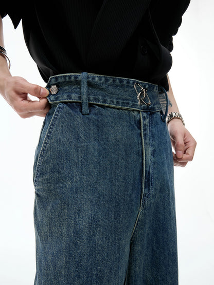 Washed Wide Leg Denim Jeans WN20539