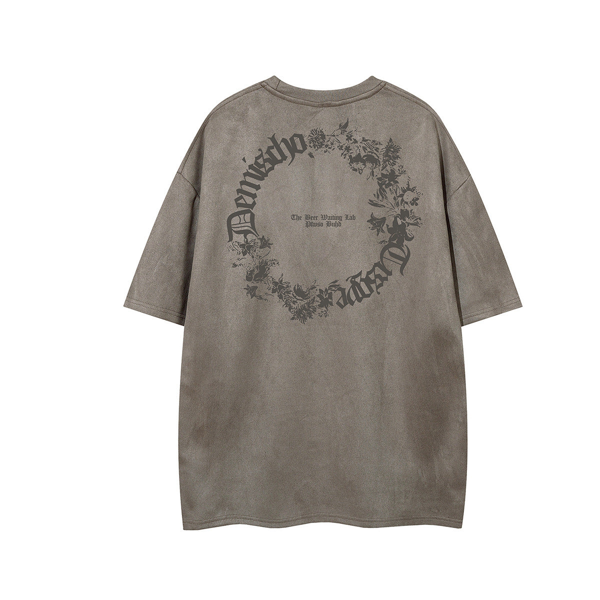 Suede Letter Print Short Sleeve T-Shirt WN25619