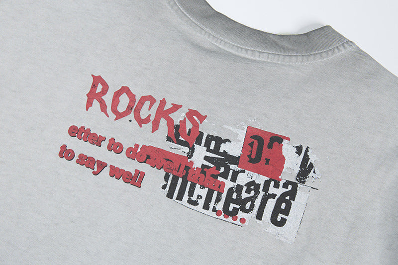 Washed Rock Band Print Short Sleeve T-Shirt WN25485