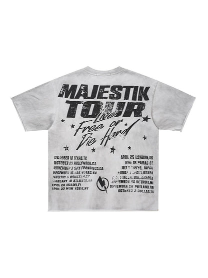 Washed Letter Skull Graphic Short Sleeve T-Shirt WN28103