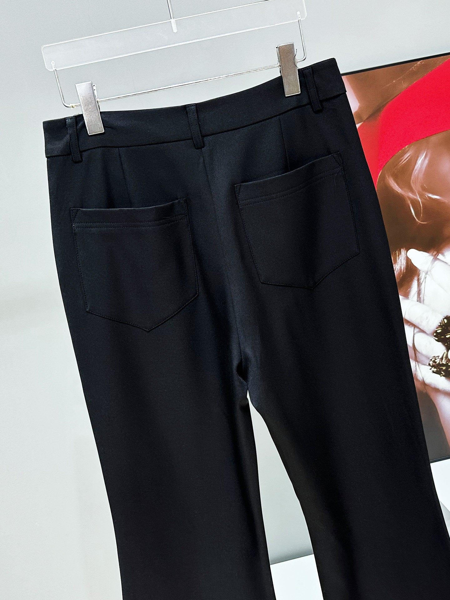 Studs Chain Deconstructed Wide Leg Flare Trousers WN23940