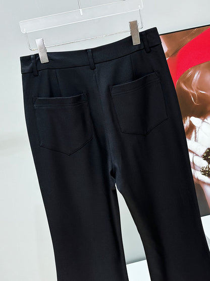Studs Chain Deconstructed Wide Leg Flare Trousers WN23940