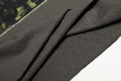 Washed Fake Layered Graphic Henley Long Sleeve T-Shirt WN28016