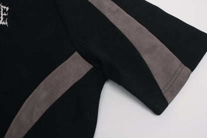 Color Block Suede Logo Short Sleeve T-Shirt WN25977