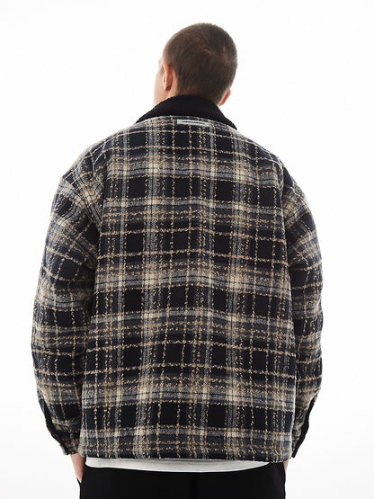 Plaid Sherpa-Lined Wool-Blend Padded Jacket WN12161