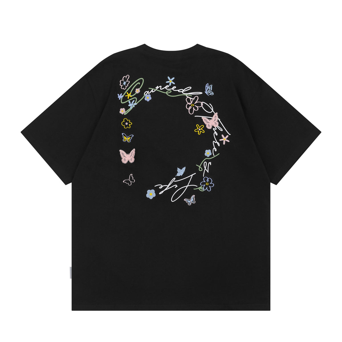 Butterfly Flower Embroidery Short Sleeve T-Shirt WN26781
