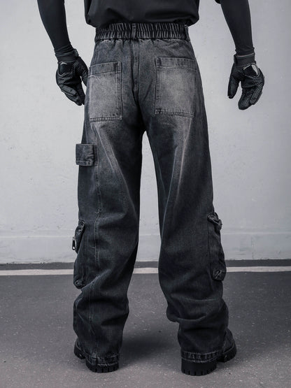 Fleece Lining Multi Pocket Wash Denim Jeans WN22313