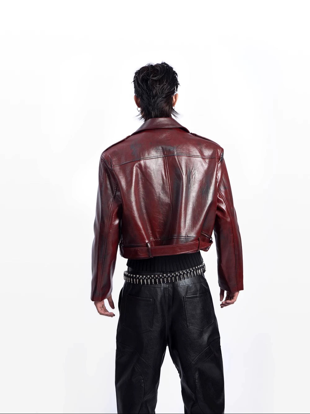 Faded PU Leather Short Jacket WN20625