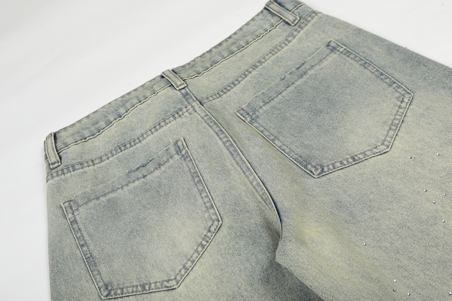 Washed Paint Pocket Wide Leg Denim Jeans WN25792