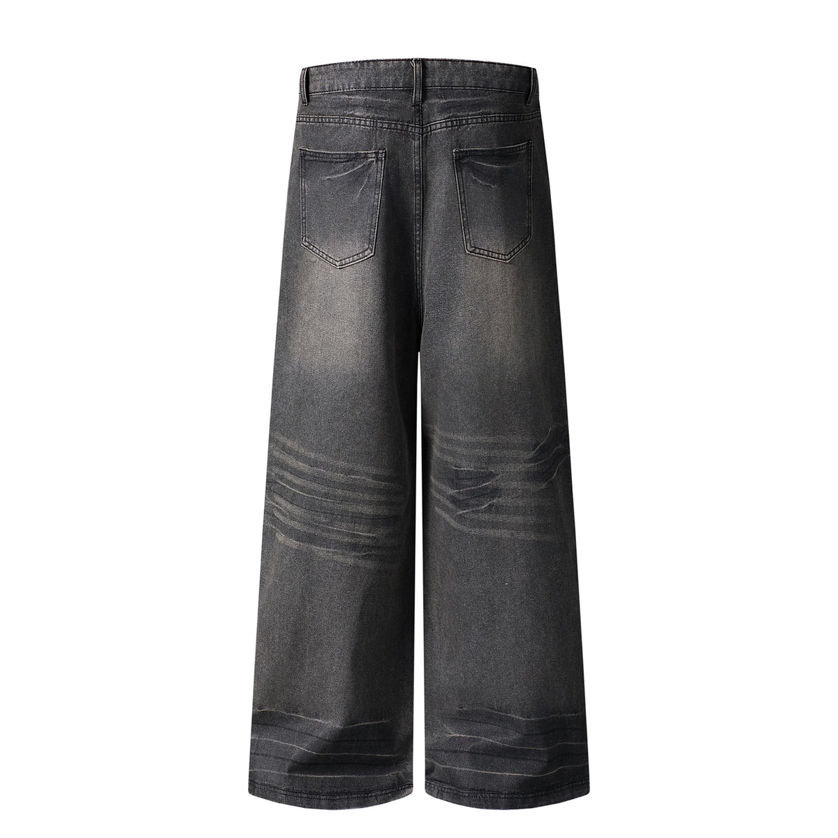 Washed Waxed Whisker Wide Leg Denim Jeans WN26868