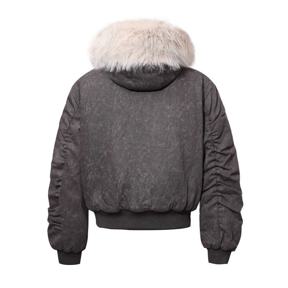 Detachable Fake Fur Hooded Puffer Jacket WN28069